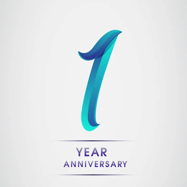 Ano Festa Aniversário Logotipo Azul Colorido Isolado Fundo Branco Logotipo — Vetor de Stock
