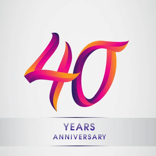 40E Anniversaire Célébration Logotype Design Coloré Logo Anniversaire Sur Fond — Image vectorielle