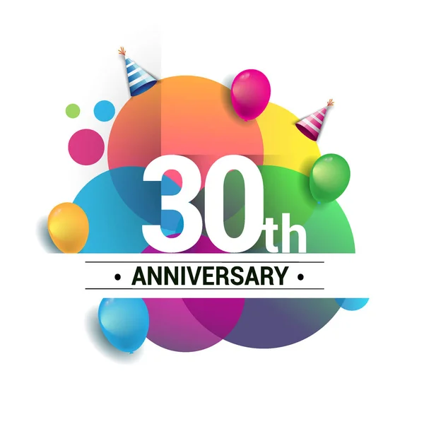 Anos Logotipo Aniversário Vetor Celebração Aniversário Design Com Geométrico Colorido —  Vetores de Stock