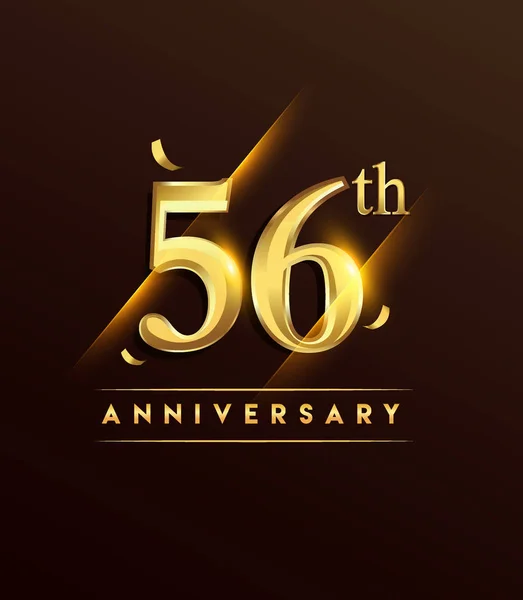 Logotipo Brillante Aniversario Con Confeti Color Dorado Aislado Sobre Fondo — Vector de stock