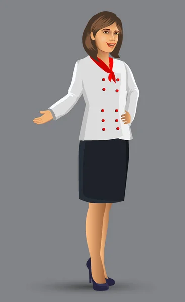 Ilustração Mulher Chef Figura Dos Desenhos Animados Mulher Chef Apresentou —  Vetores de Stock