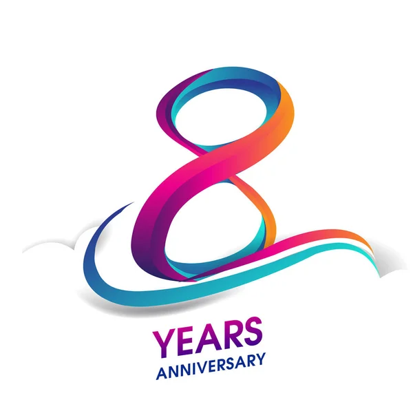Logotipo Celebración Aniversario Azul Rojo Logo Cumpleaños Sobre Fondo Blanco — Vector de stock