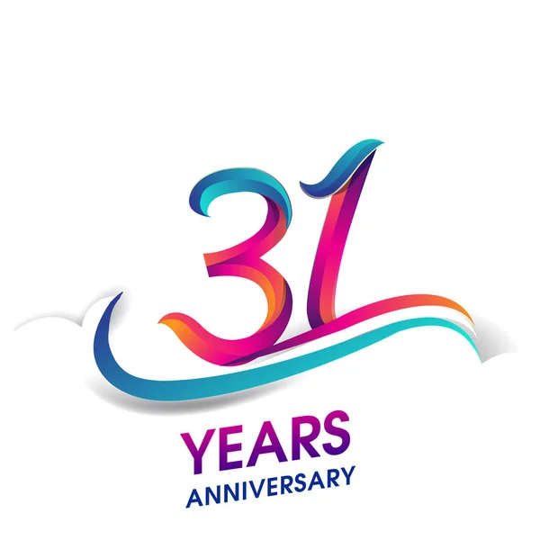 Jahr Feier Logo Blau Und Rot Gefärbt Geburtstag Logo Auf — Stockvektor