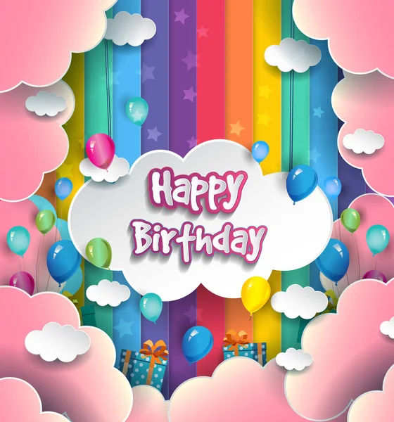 Design Vetor Tipografia Aniversário Feliz Para Cartões Cartaz Com Balões —  Vetores de Stock