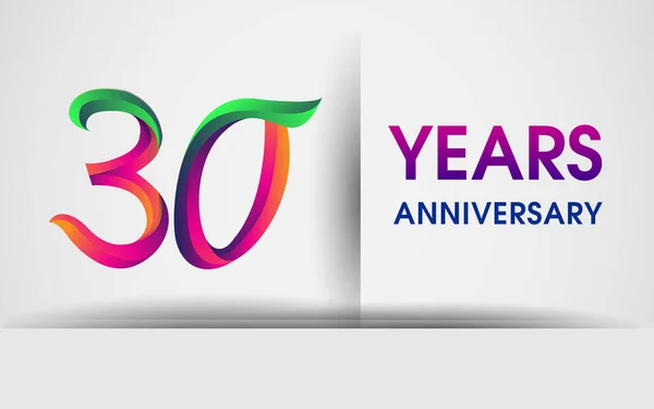 Yıldönümü Kutlama Logosu Beyaz Arka Plan Üzerinde Izole Renkli Tasarım — Stok Vektör