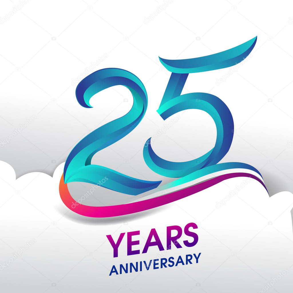 25  Years Anniversary celebration logo, birthday vector design