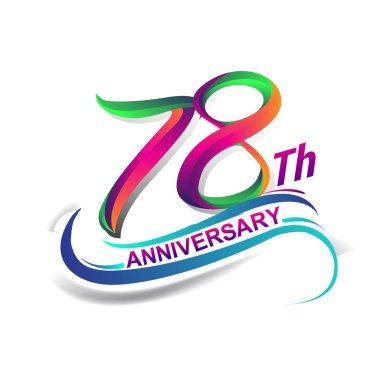 78 yıldönümü kutlama Logo yeşil ve kırmızı renkli. doksan yedi yıl Doğum günü logosu beyaz arka plan üzerinde.