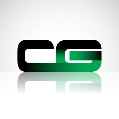 Başlangıç harfi cg büyük modern ve yeşil ve siyah renkli, izole beyaz arka plan basit logo bağlı. Şirket kimliği için vektör tasarımı.