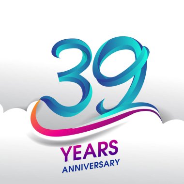 39 yıl yıldönümü kutlama logosu, Doğum günü vektör tasarımı