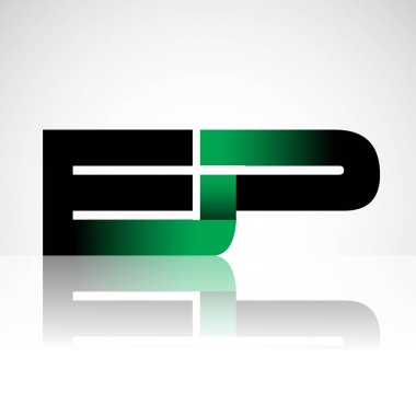 Başlangıç harfi ep büyük modern ve yeşil ve siyah renkli, izole beyaz arka plan basit logo bağlı. Şirket kimliği için vektör tasarımı.