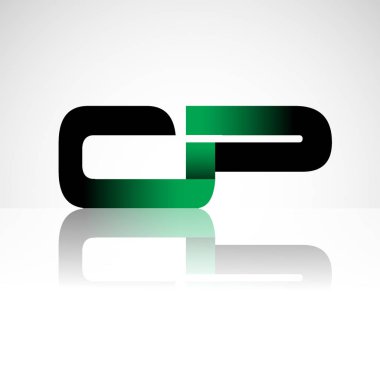 Başlangıç harfi cp büyük modern ve yeşil ve siyah renkli, izole beyaz arka plan basit logo bağlı. Şirket kimliği için vektör tasarımı.