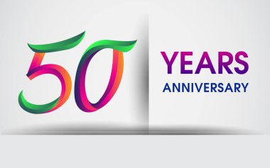 50 yıldönümü kutlama logosu, beyaz arka plan üzerinde izole renkli tasarım logo vektör öğeleri için kutluyor 99 Doğum günü partisi.
