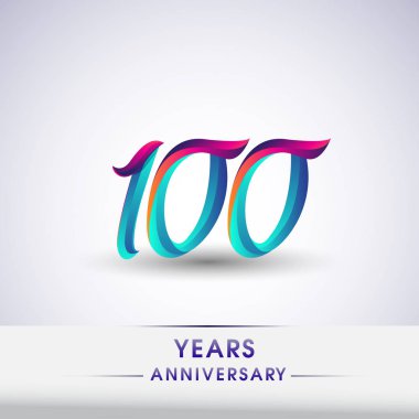 100 yıl yıldönümü kutlama logo mavi ve kırmızı renkli, beyaz zemin üzerine 54 Doğum günü logosu