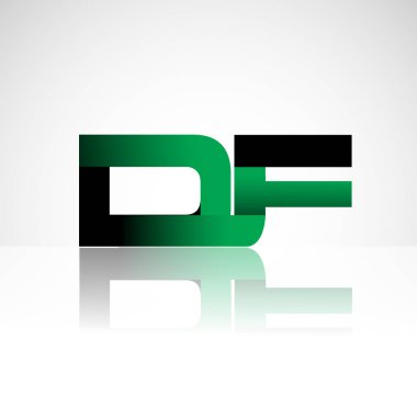 Başlangıç harfi df büyük modern ve basit logo yeşil ve siyah renkli, izole beyaz zemin bağlı. Şirket kimliği için vektör tasarımı.