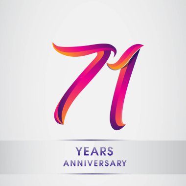 71th yıl yıldönümü kutlama logo renkli tasarım, Doğum günü logosu beyaz arka plan üzerinde