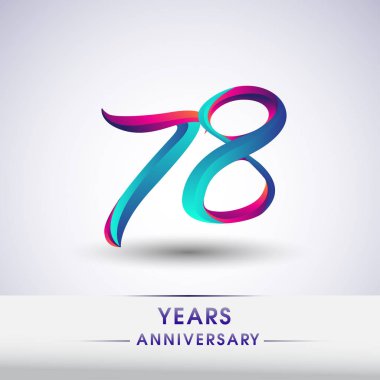 78 yıl yıldönümü kutlama logo mavi ve kırmızı renkli, Doğum günü logosu beyaz arka plan üzerinde