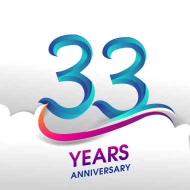 33 yıl yıldönümü kutlama logosu, Doğum günü vektör tasarımı