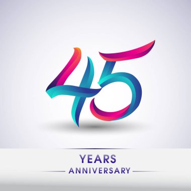 45 yıl yıldönümü kutlama logo mavi ve kırmızı 54 Doğum günü logosu beyaz arka plan üzerinde renkli,
