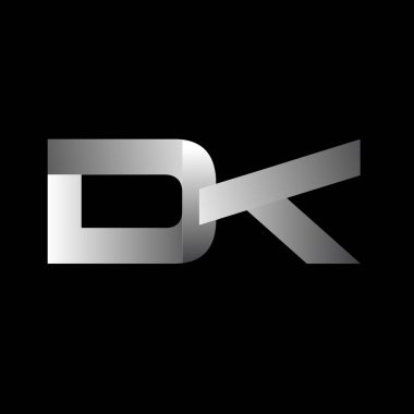 İlk harf dk büyük modern ve beyaz renkli, izole siyah arka plan basit logo bağlı. Vektör tasarım şablonu öğeleri şirket kimliği için.