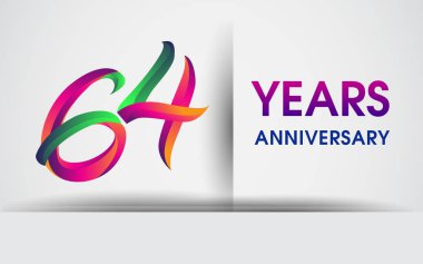 64 yıldönümü kutlama logosu, beyaz arka plan üzerinde izole renkli tasarım logo vektör öğeleri için kutluyor 99 Doğum günü partisi.