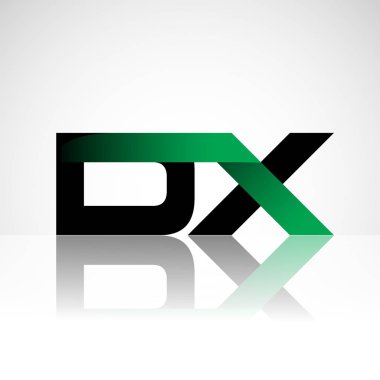 Başlangıç harfi dx büyük modern ve yeşil ve siyah renkli, izole beyaz arka plan basit logo bağlı. Şirket kimliği için vektör tasarımı.
