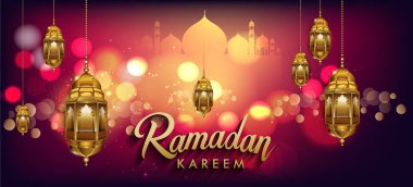 Ramazan kutlamaları arka plan, zarif tebrik kartı tasarım şablonu, metin tebrik kartı için yer ve Ramazan kareem için pankart.