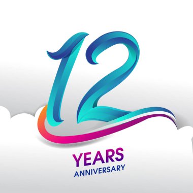 12 yıl yıldönümü kutlama logosu, Doğum günü vektör tasarımı