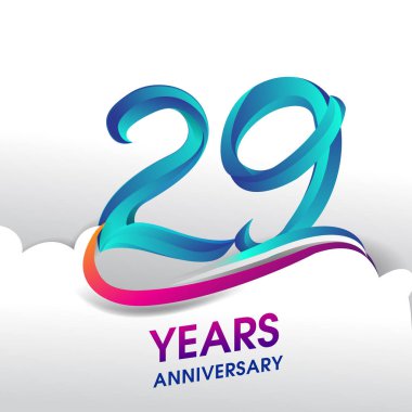 29 yıl yıldönümü kutlama logosu, Doğum günü vektör tasarımı