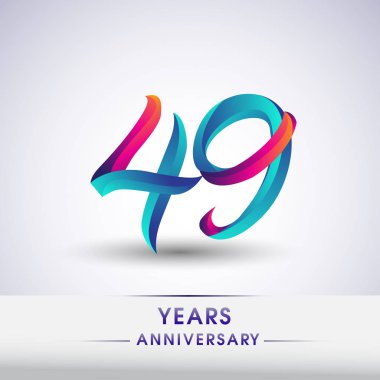 49 yıl yıldönümü kutlama logo mavi ve kırmızı 54 Doğum günü logosu beyaz arka plan üzerinde renkli,