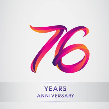 76 yıl yıldönümü kutlama logo renkli tasarım, Doğum günü logosu beyaz arka plan üzerinde