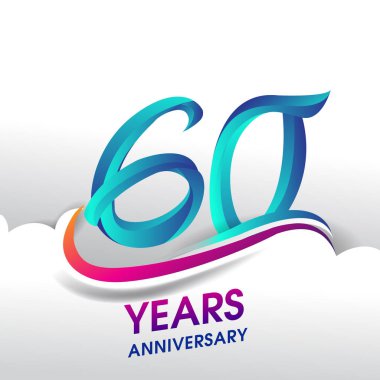 60 yıl yıldönümü kutlama logosu, Doğum günü vektör tasarımı