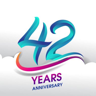 42 yıl yıldönümü kutlama logosu, Doğum günü vektör tasarımı