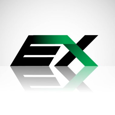 Büyük eski ilk harfler modern ve yeşil ve siyah renkli, izole beyaz arka plan basit logo bağlı. Şirket kimliği için vektör tasarımı.