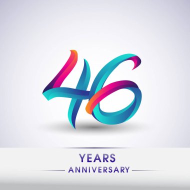 46 yıl yıldönümü kutlama logo mavi ve kırmızı 54 Doğum günü logosu beyaz arka plan üzerinde renkli,