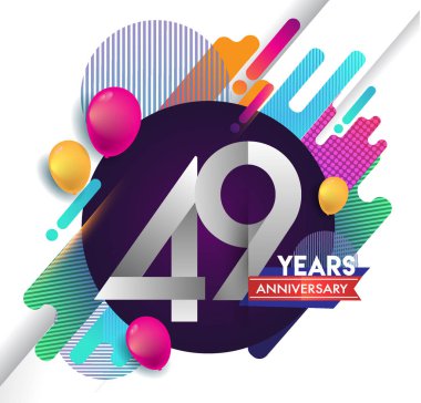 49 yıl yıldönümü logosu ile renkli arka plan, tasarım şablonu öğeleri için davetiye ve afiş, Doğum günü kutlaması vektör.