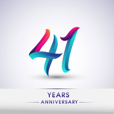 41 yıl yıldönümü kutlama logo mavi ve kırmızı 54 Doğum günü logosu beyaz arka plan üzerinde renkli,