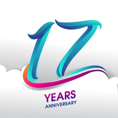 17 yıl yıldönümü kutlama logosu, Doğum günü vektör tasarımı