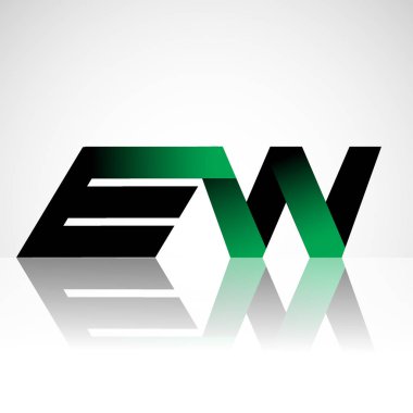 Başlangıç harfi ew büyük modern ve basit logo yeşil ve siyah renkli, izole beyaz zemin bağlı. Şirket kimliği için vektör tasarımı.
