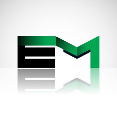 İlk harf em büyük modern ve yeşil ve siyah renkli, izole beyaz arka plan basit logo bağlı. Şirket kimliği için vektör tasarımı.