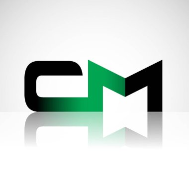 Başlangıç harfi cm büyük modern ve basit logo yeşil ve siyah renkli, izole beyaz zemin bağlı. Şirket kimliği için vektör tasarımı.