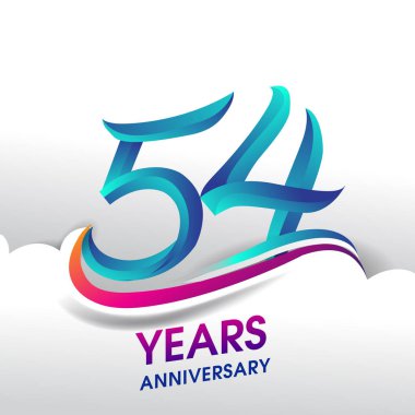54 yıl yıldönümü kutlama logosu, Doğum günü vektör tasarımı