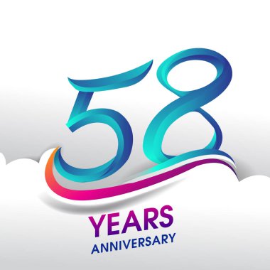 58 yıl yıldönümü kutlama logosu, Doğum günü vektör tasarımı