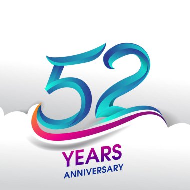 52 yıl yıldönümü kutlama logosu, Doğum günü vektör tasarımı