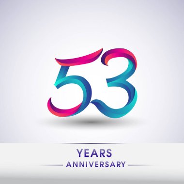 53 yıl yıldönümü kutlama logo mavi ve kırmızı 54 Doğum günü logosu beyaz arka plan üzerinde renkli,