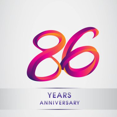 86 yıl yıldönümü kutlama logo renkli tasarım, Doğum günü logosu beyaz arka plan üzerinde