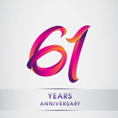 61th yıl yıldönümü kutlama logo renkli tasarım, Doğum günü logosu beyaz arka plan üzerinde
