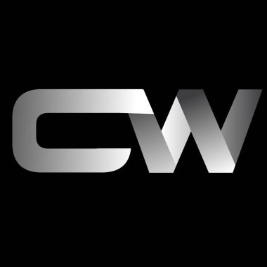 İlk harf cw büyük modern ve beyaz renkli, izole siyah arka plan basit logo bağlı. Vektör tasarım şablonu öğeleri şirket kimliği için.