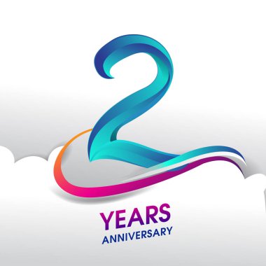 2 yıl yıldönümü kutlama logosu, Doğum günü vektör tasarımı