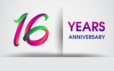 16 yıldönümü kutlama logosu, beyaz arka plan üzerinde izole renkli tasarım logo vektör öğeleri için kutluyor 99 Doğum günü partisi.