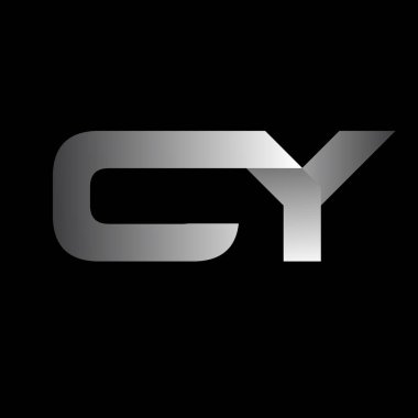 İlk harf cy büyük modern ve basit logosu beyaz renkli, izole siyah arka plan bağlı. Vektör tasarım şablonu öğeleri şirket kimliği için.